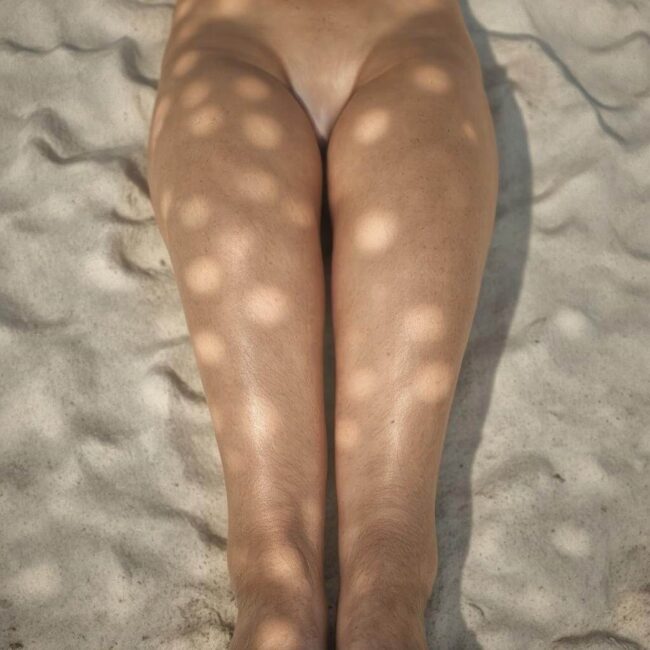 Białe plamy na nogach po plaży